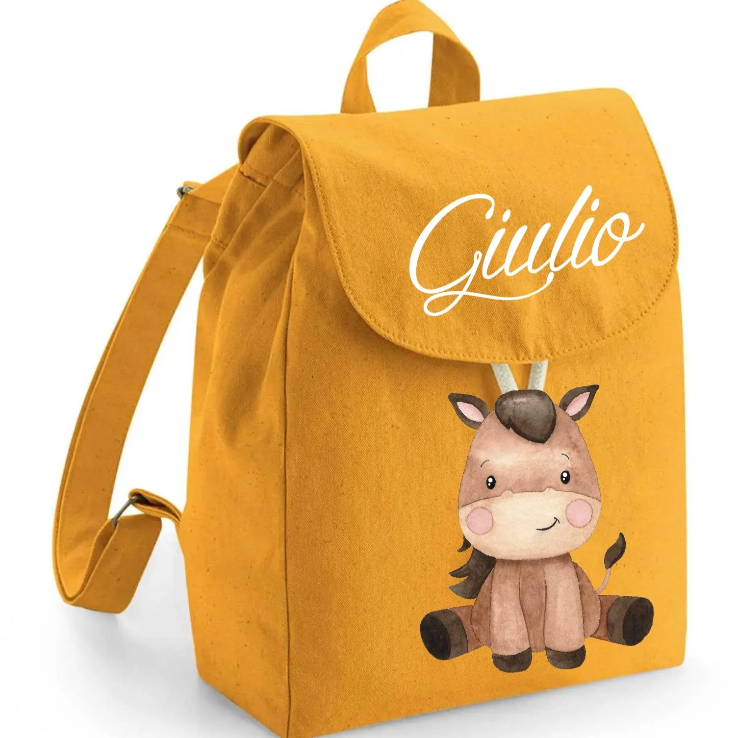 Mini Zaino asilo personalizzabile in cotone Baby Horse - immagine 7