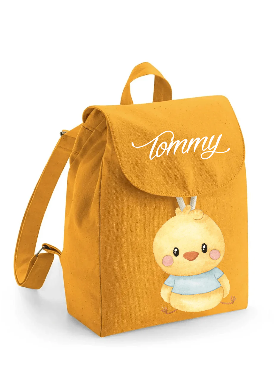 Mini Zaino asilo personalizzabile in cotone Pulcino Azzurro - immagine 4