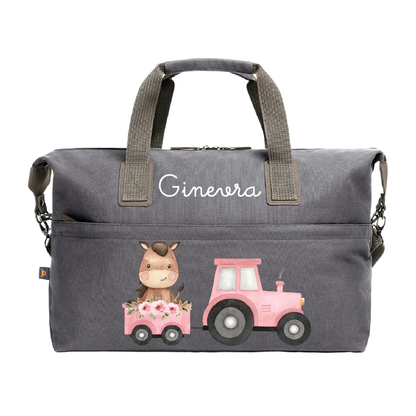 Borsone Medio in cotone personalizzabile Trattore e Baby Horse - immagine 3