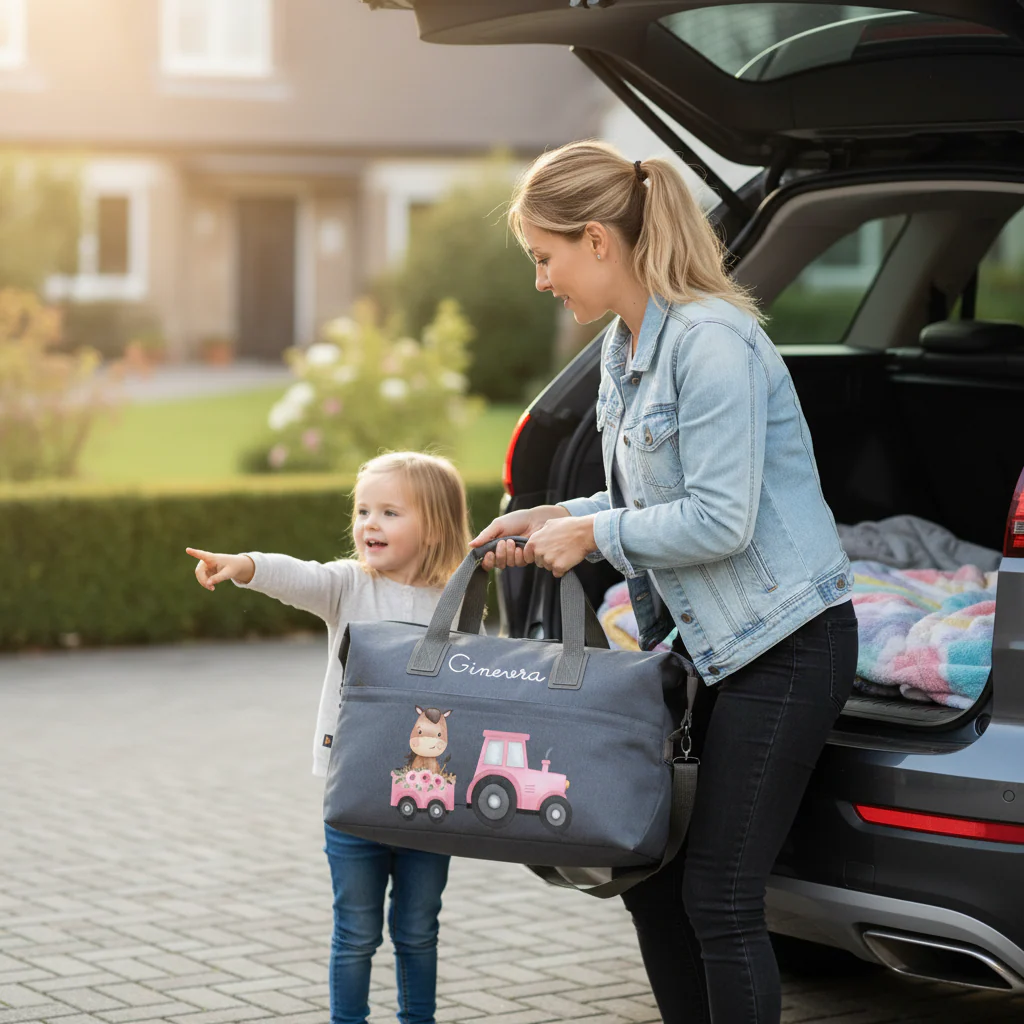 Borsone Medio in cotone personalizzabile Trattore e Baby Horse - immagine 2