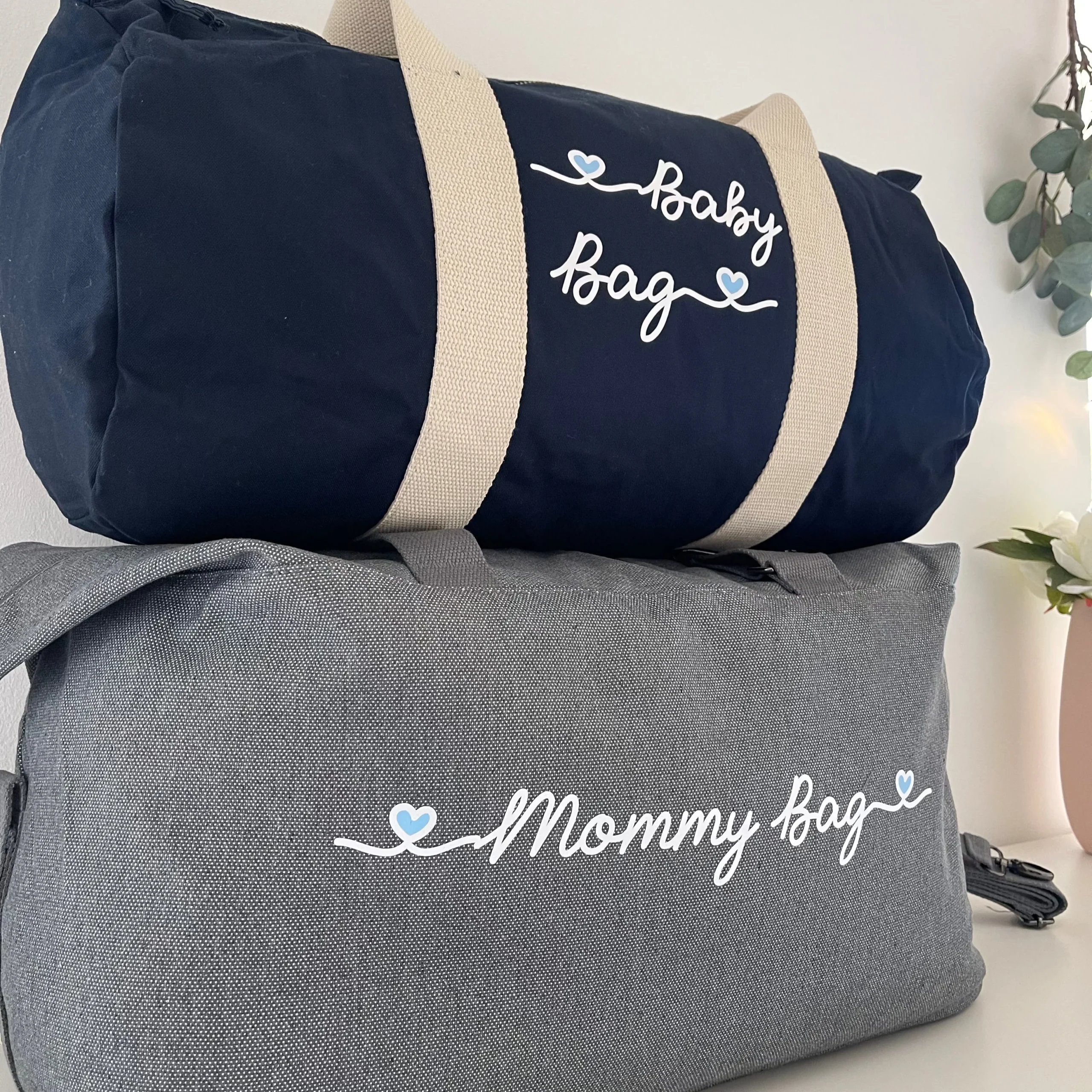 Borsone Mamma grigio E borsone Baby Blu - immagine 3
