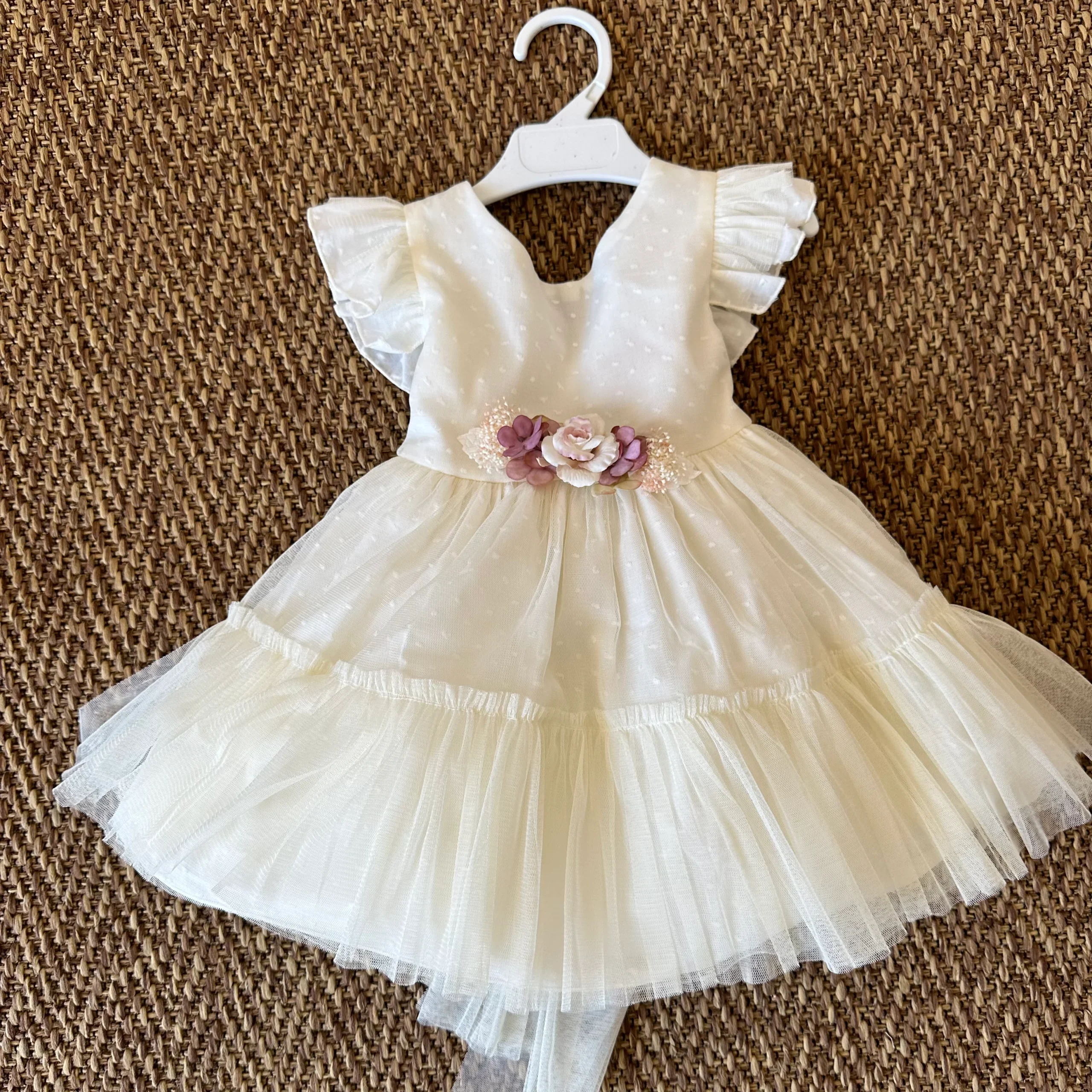 Abitino da cerimonia Bianco e Fiori Rosa da 2 a 6 anni - immagine 2