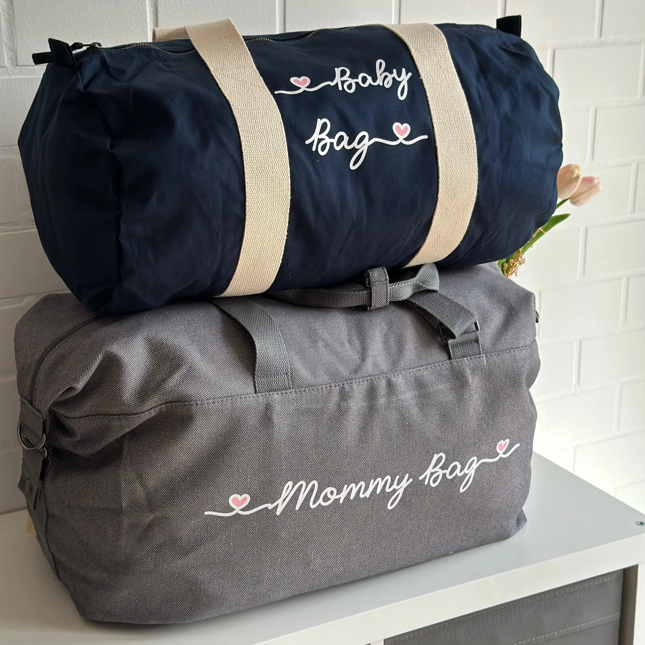 Borsone Mamma grigio E borsone Baby Blu - immagine 7