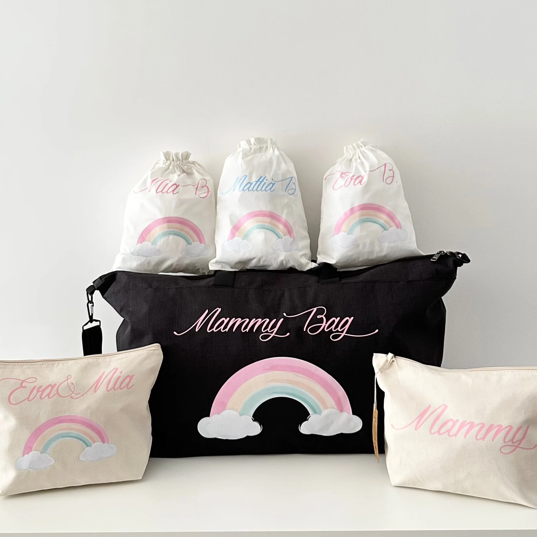 Set Borsone Family Arcobaleno adatto al parto