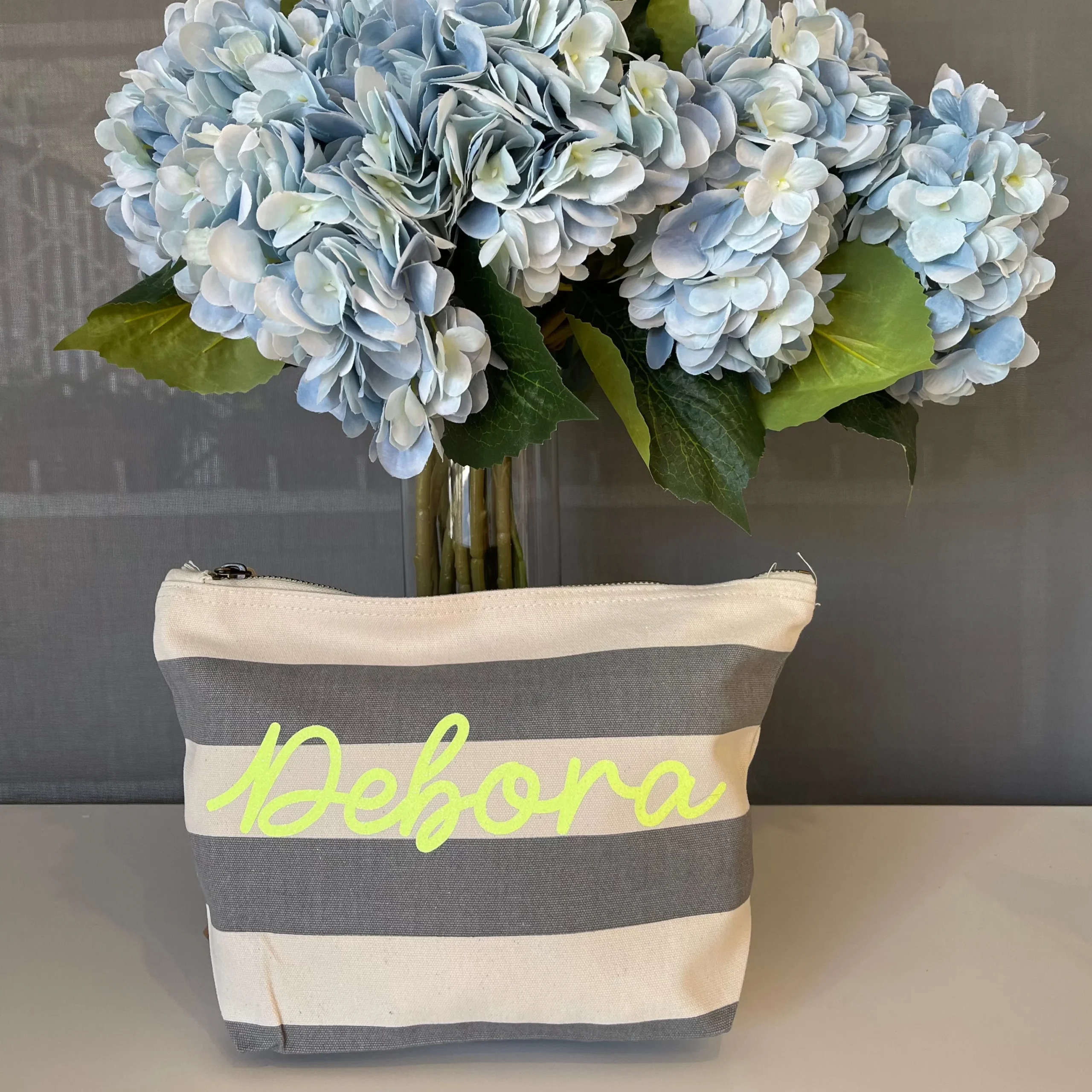 Pochette in cotone canvas a righe personalizzabile - immagine 6