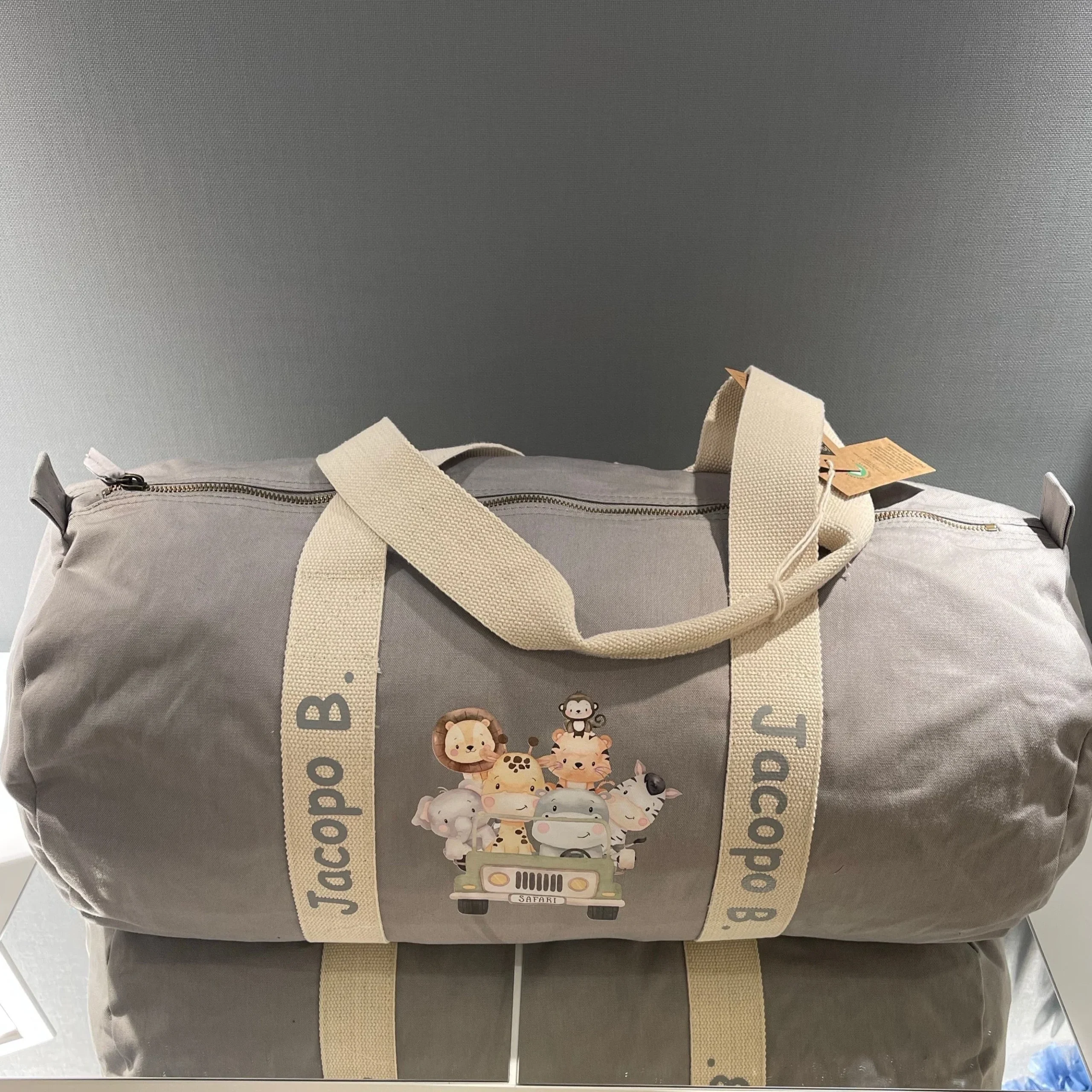 Borsone Baby e 2 beauty case in cotone Safari personalizzati con nome - immagine 4