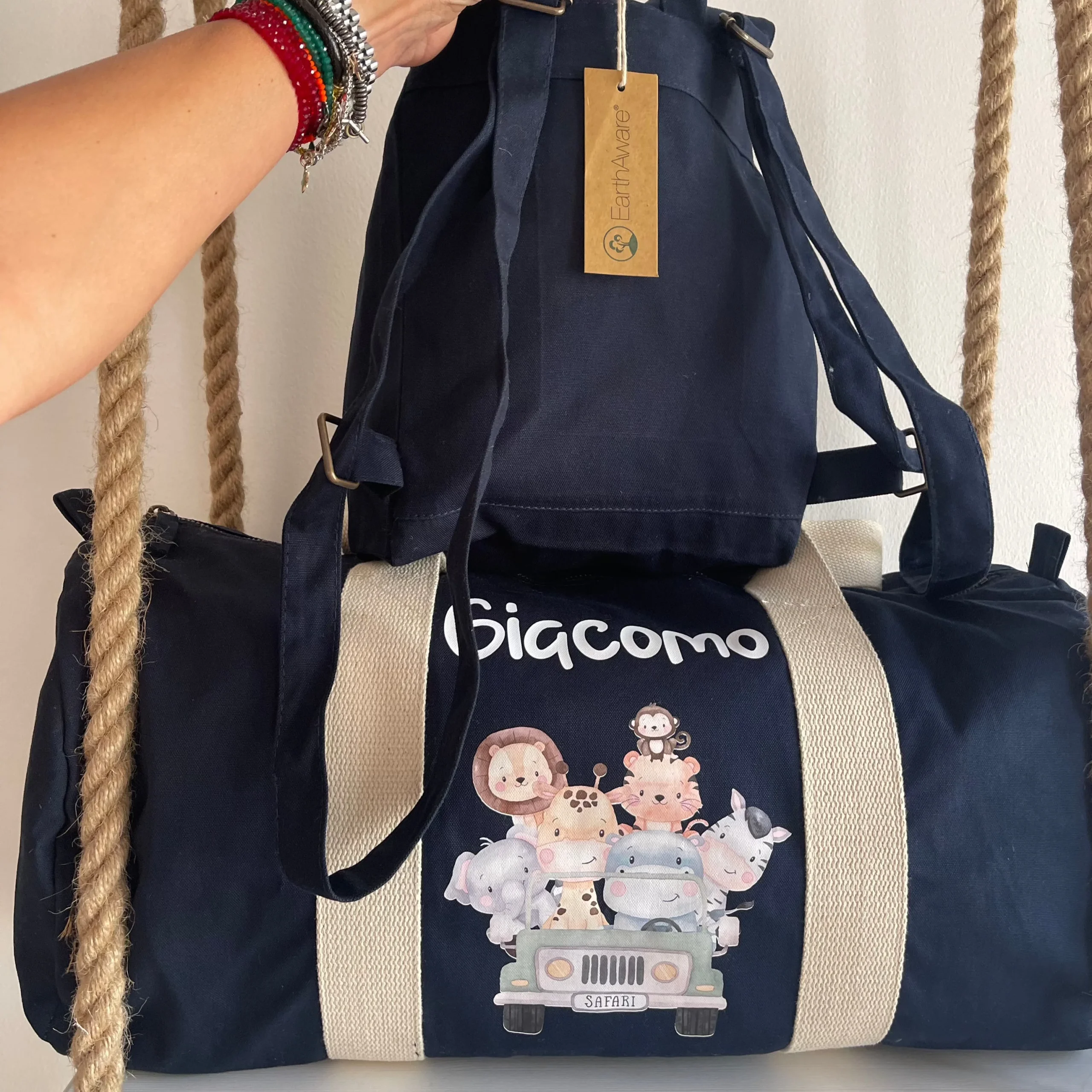 Borsone, zaino e pochette in cotone Safari personalizzabile - immagine 7