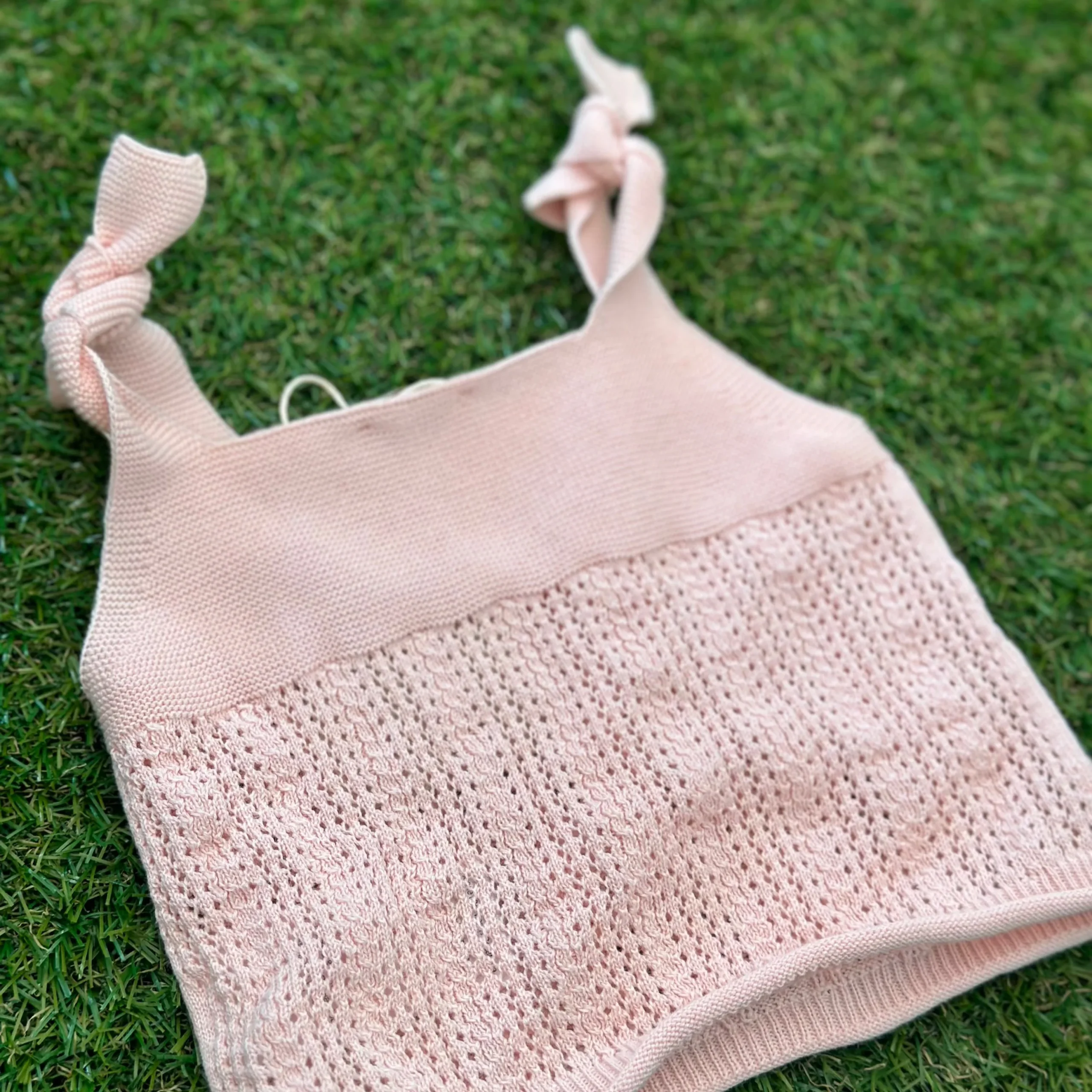 Canotta Rosa con fiocco in morbido cotone lavorato - immagine 5