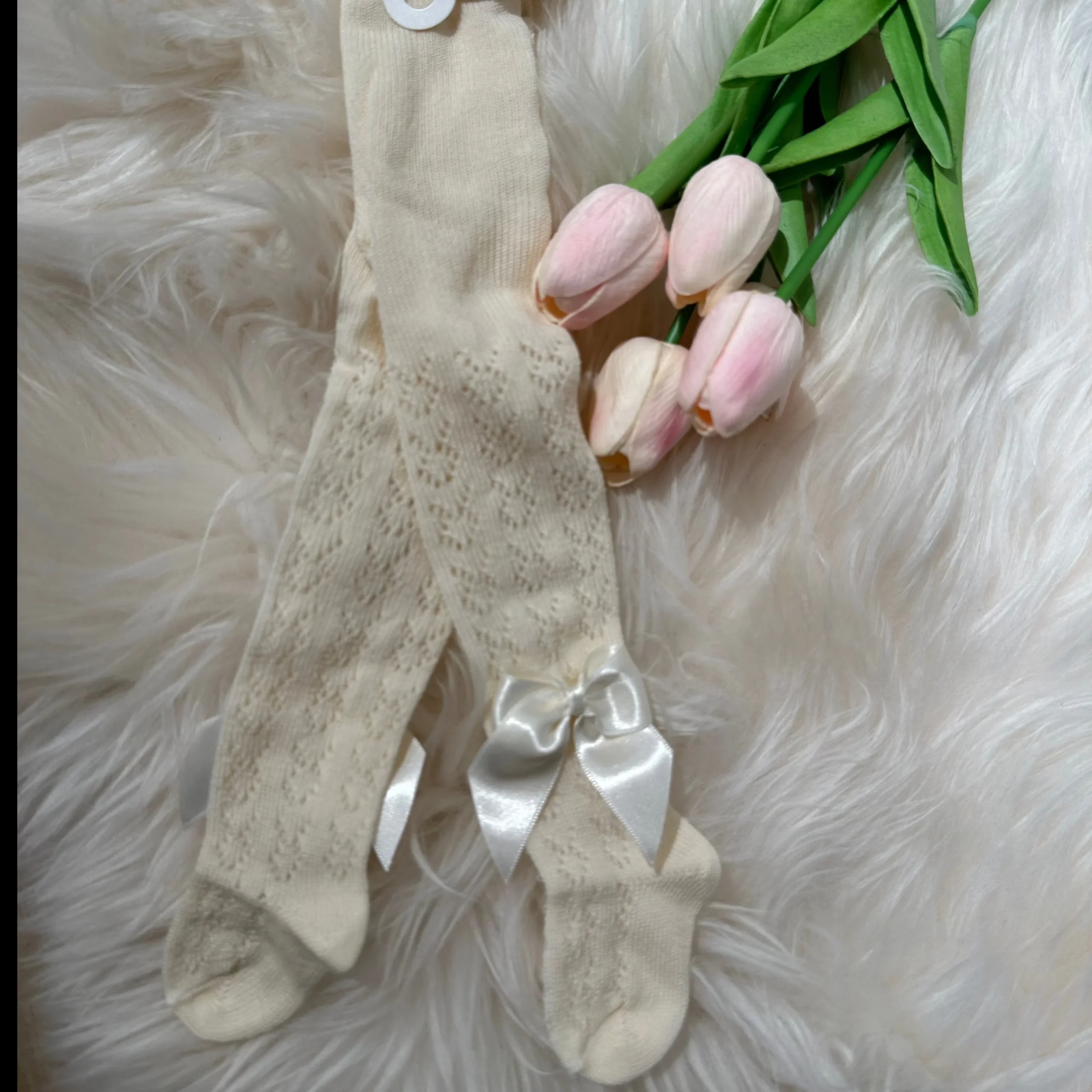 Calzamaglia bimba Panna con fiocco Meia Pata