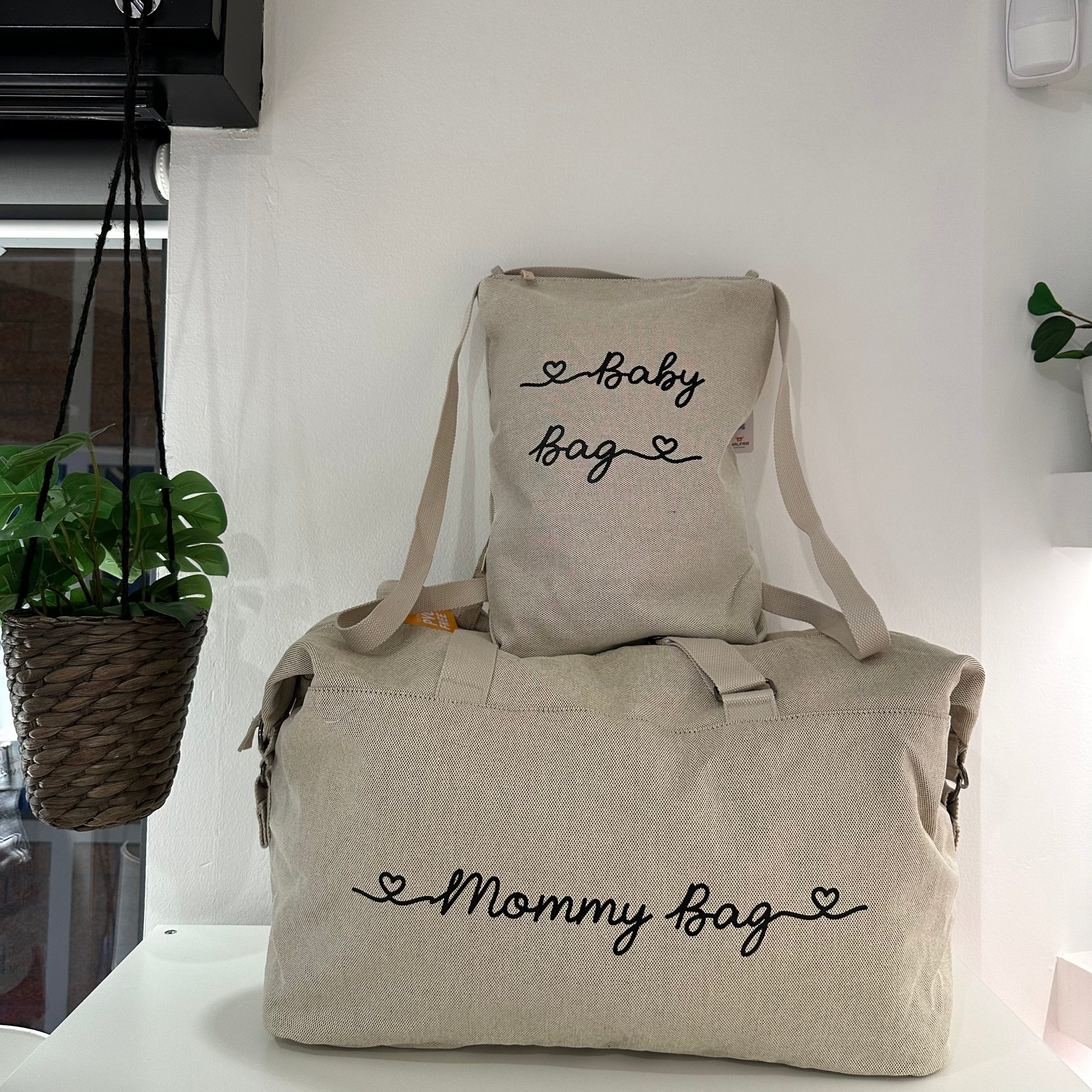 Borsone Mommy e Borsa Zaino in Polycotton beige - immagine 7