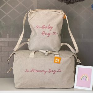 Borsone Mommy e Borsa Zaino in Polycotton beige