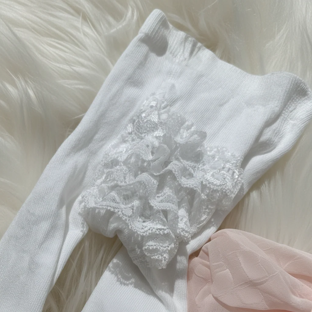 Calzamaglia Neonata Bianco con Volant elasticizzata - immagine 4