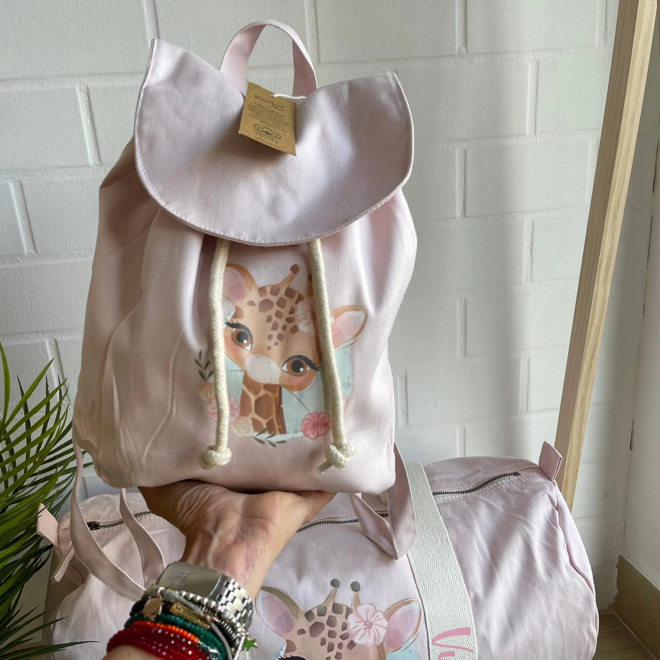 Borsone e zaino in cotone Rosa personalizzabile - immagine 3