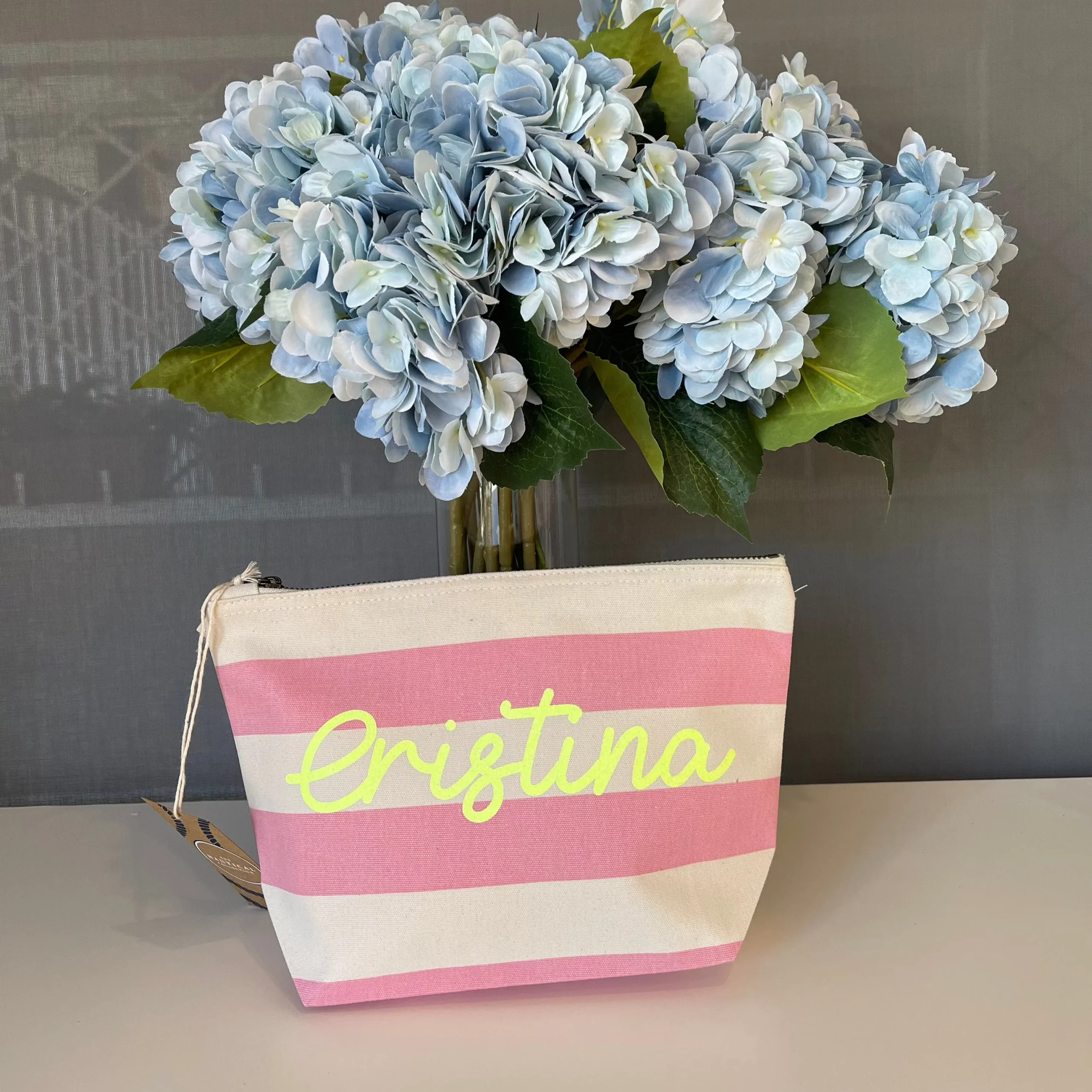 Pochette in cotone canvas a righe personalizzabile - immagine 7