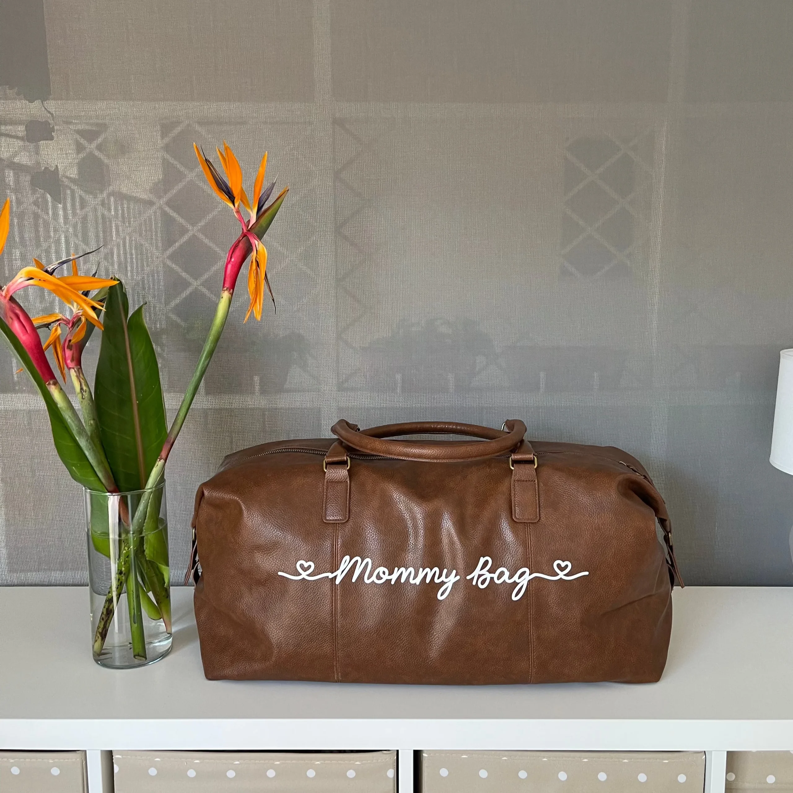 Borsone da viaggio in 100% pelle sintetica, classico ed elegante tasche e zip