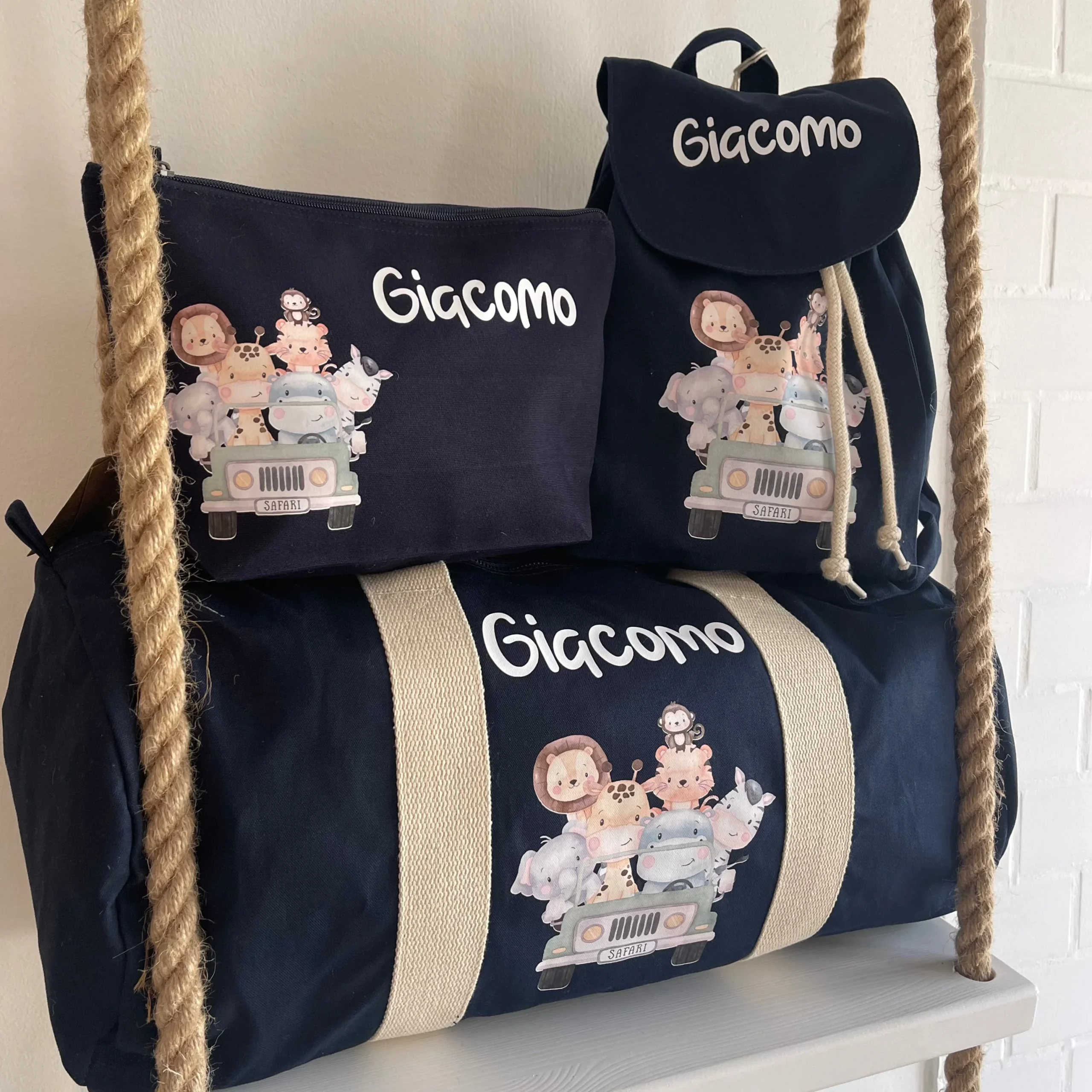 Borsone, zaino e pochette in cotone Safari personalizzabile - immagine 3