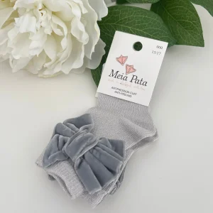 Calze bimba con fiocco in velluto Meia Pata