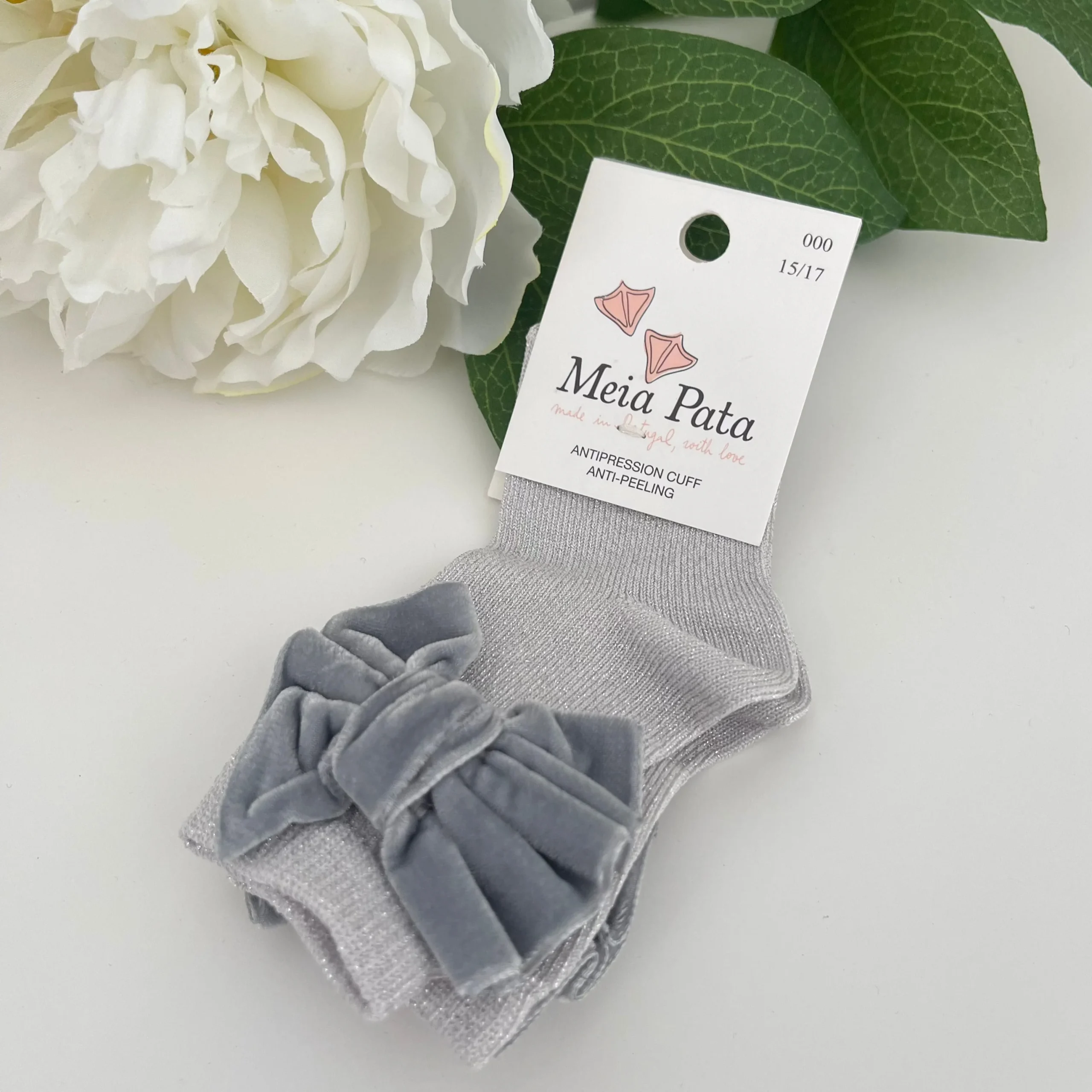 Calze bimba con fiocco in velluto Meia Pata - immagine 2