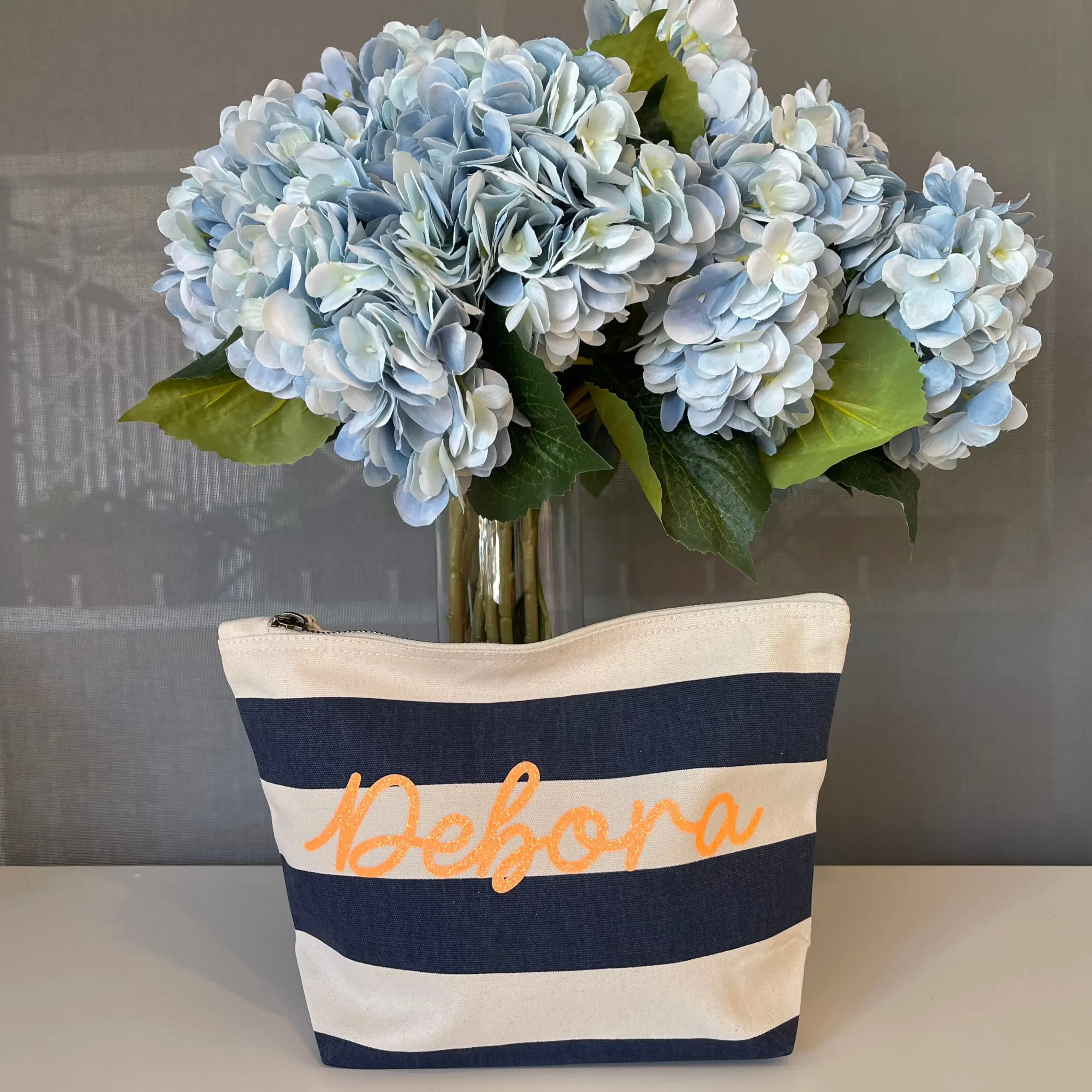 Pochette in cotone canvas a righe personalizzabile - immagine 9
