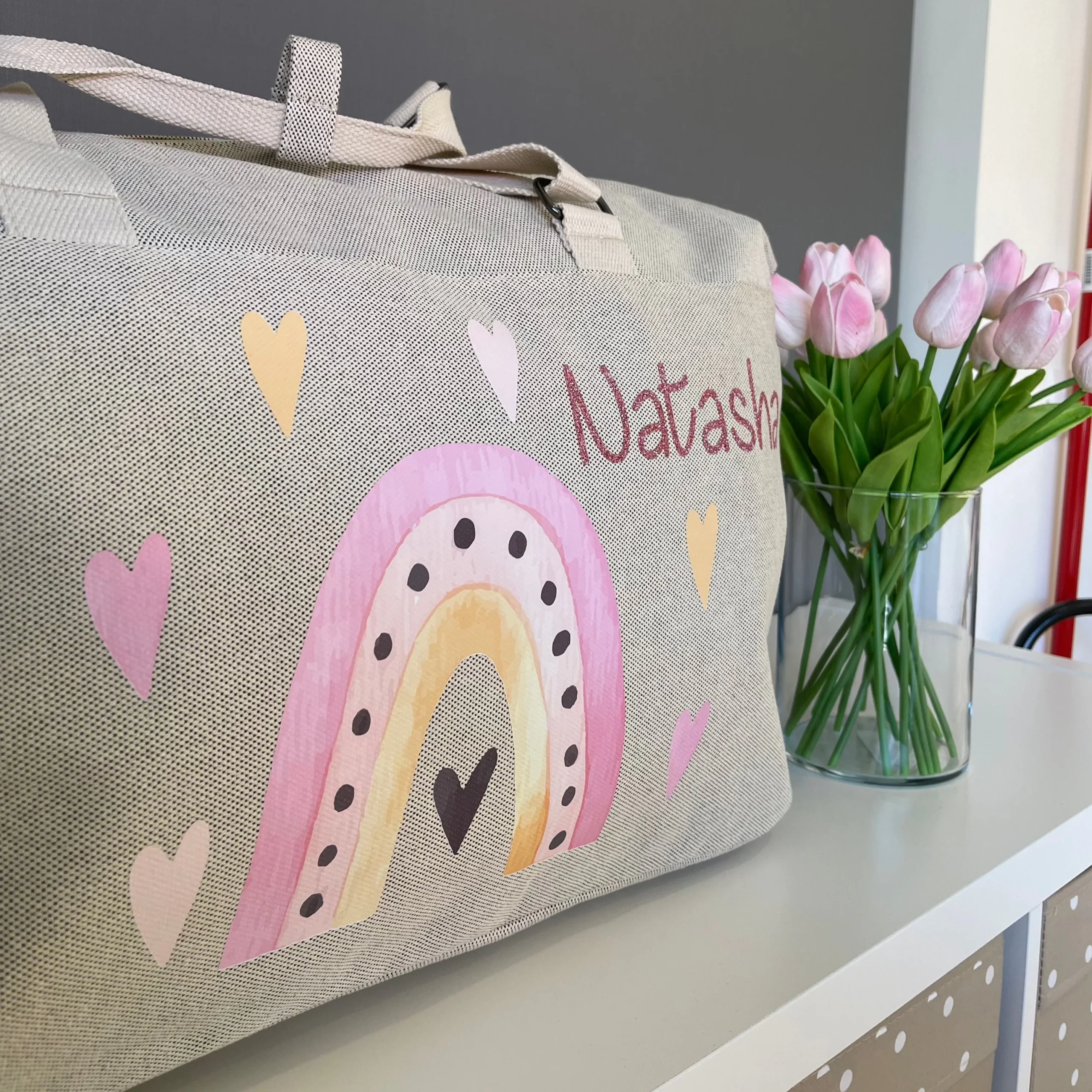 Borsone modello “Mommy” Arcobaleno e cuori Rosa - immagine 3