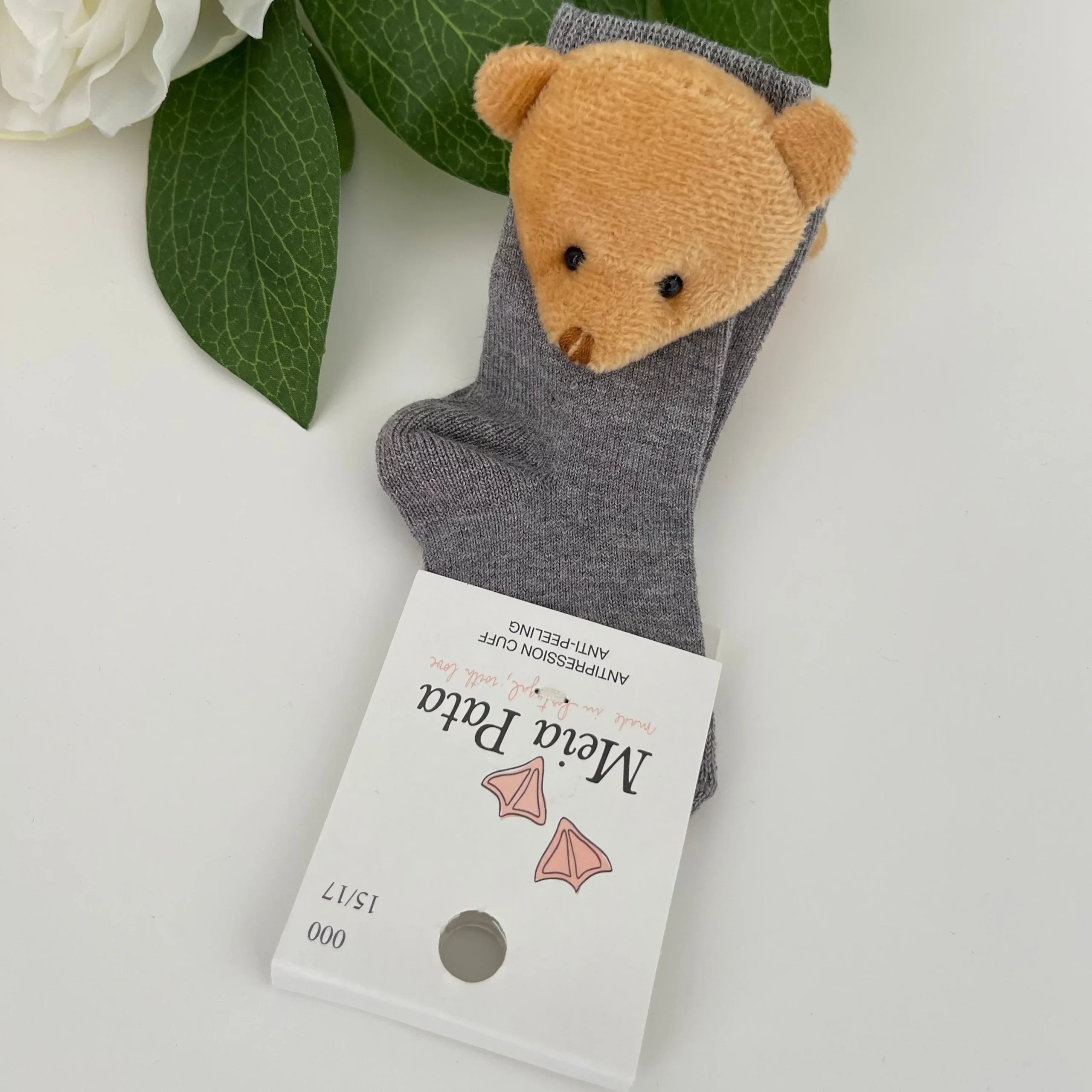 Calze bambini in cotone con orsetto Meia Pata Grigio - immagine 4