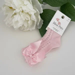 Calze bimba con fiocco traforate Meia Pata