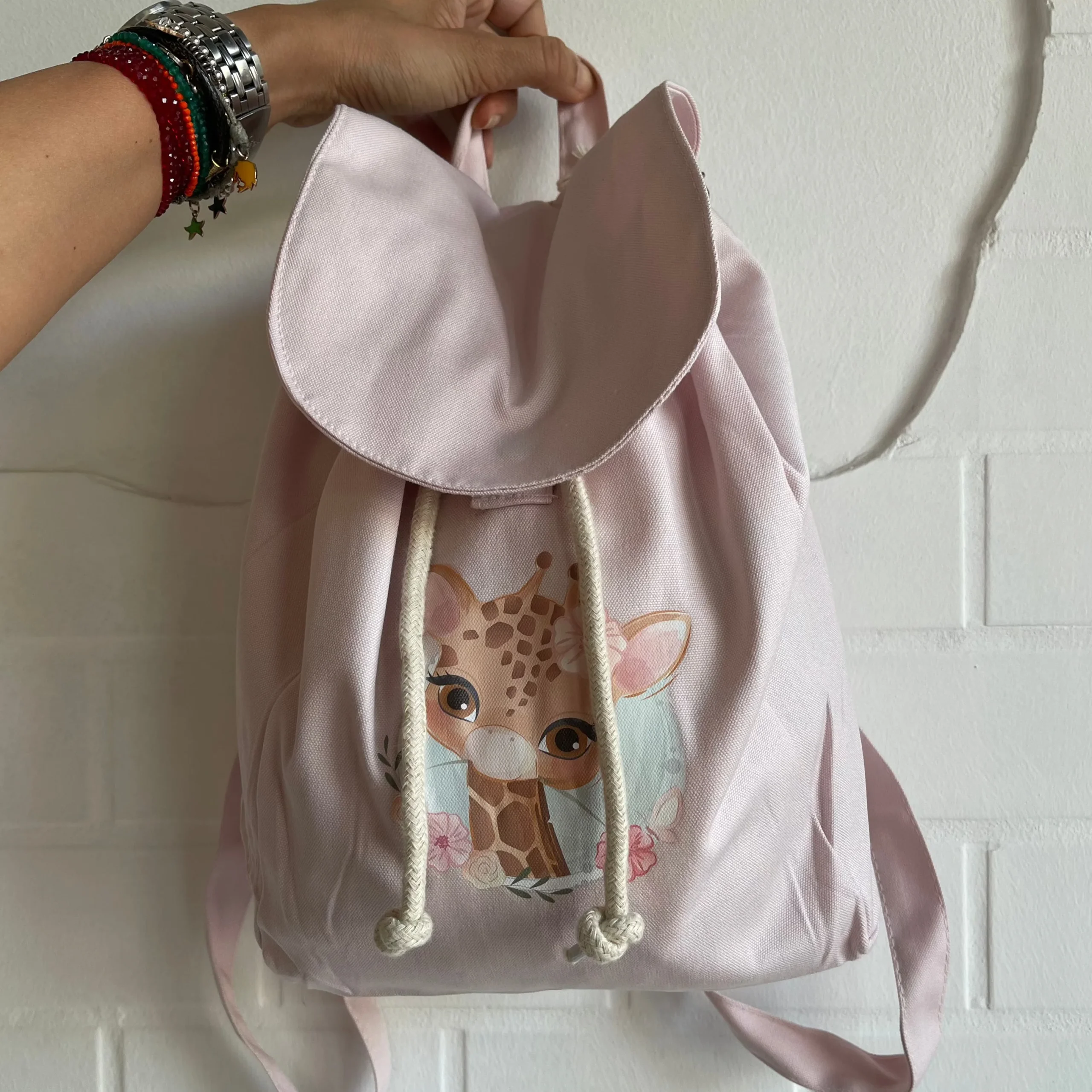 Borsone e zaino in cotone Rosa personalizzabile - immagine 5