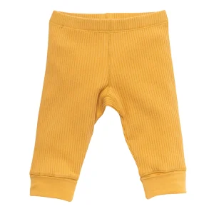 Leggings a costine in cotone biologico – Giallo