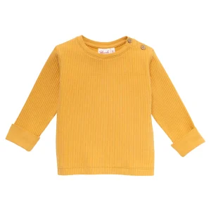 Maglia Manica Lunga a Costine in Cotone Biologico Giallo
