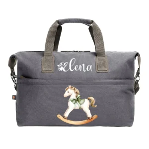 Borsone medio personalizzabile Cavallino a Dondolo Verde dotato di tracolla