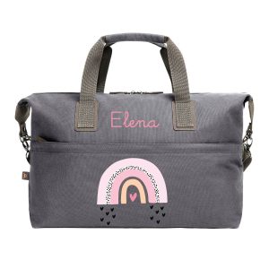 Borsone in cotone personalizzabile Arcobaleno Rosa