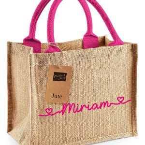 Mini Borsa in Juta Natural/fucsia personalizzabile