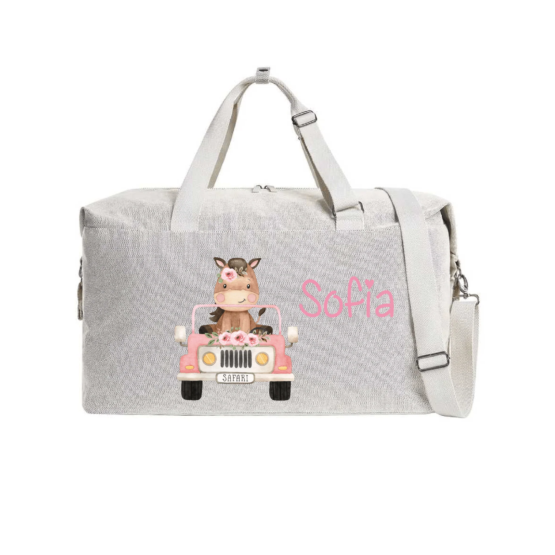 Borsone modello “Mommy” Beige Baby Horse Safari Rosa - immagine 2