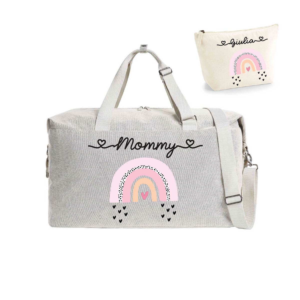 Borsone Parto Arcobaleno Rosa e Pochette abbinata