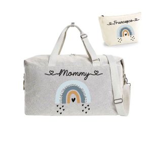 Borsone Mommy Parto Arcobaleno Blu e Pochette abbinata