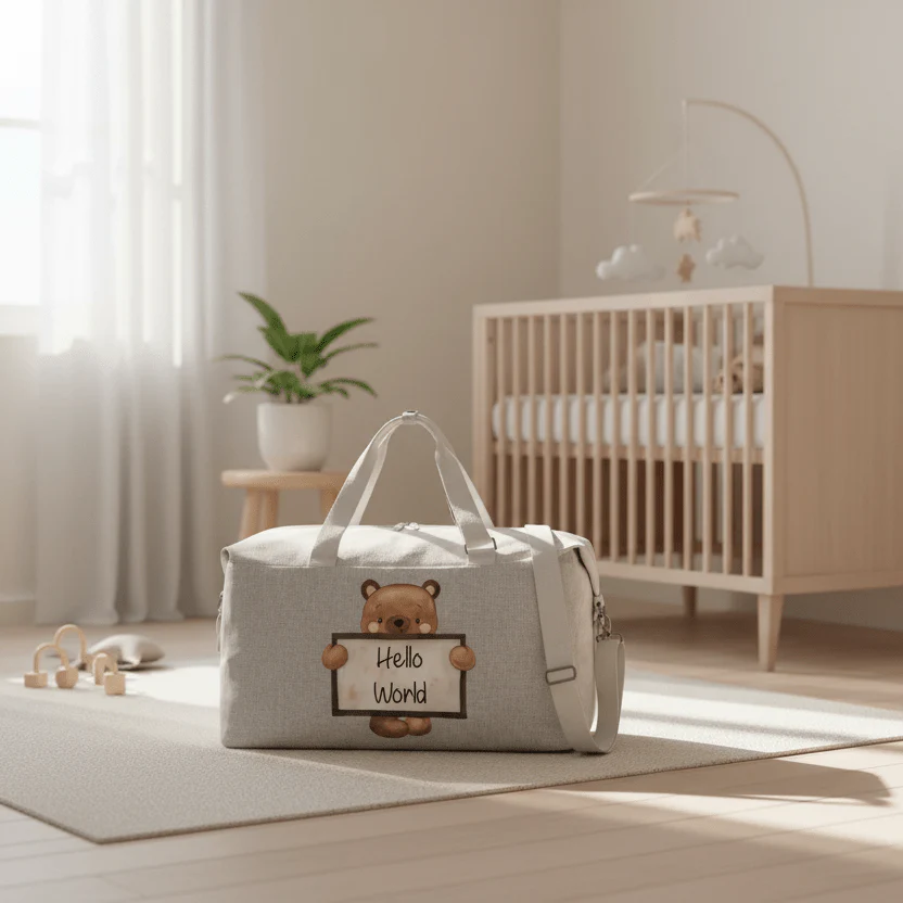 Borsone modello “Mommy” Beige Orsetto Lavagna - immagine 2