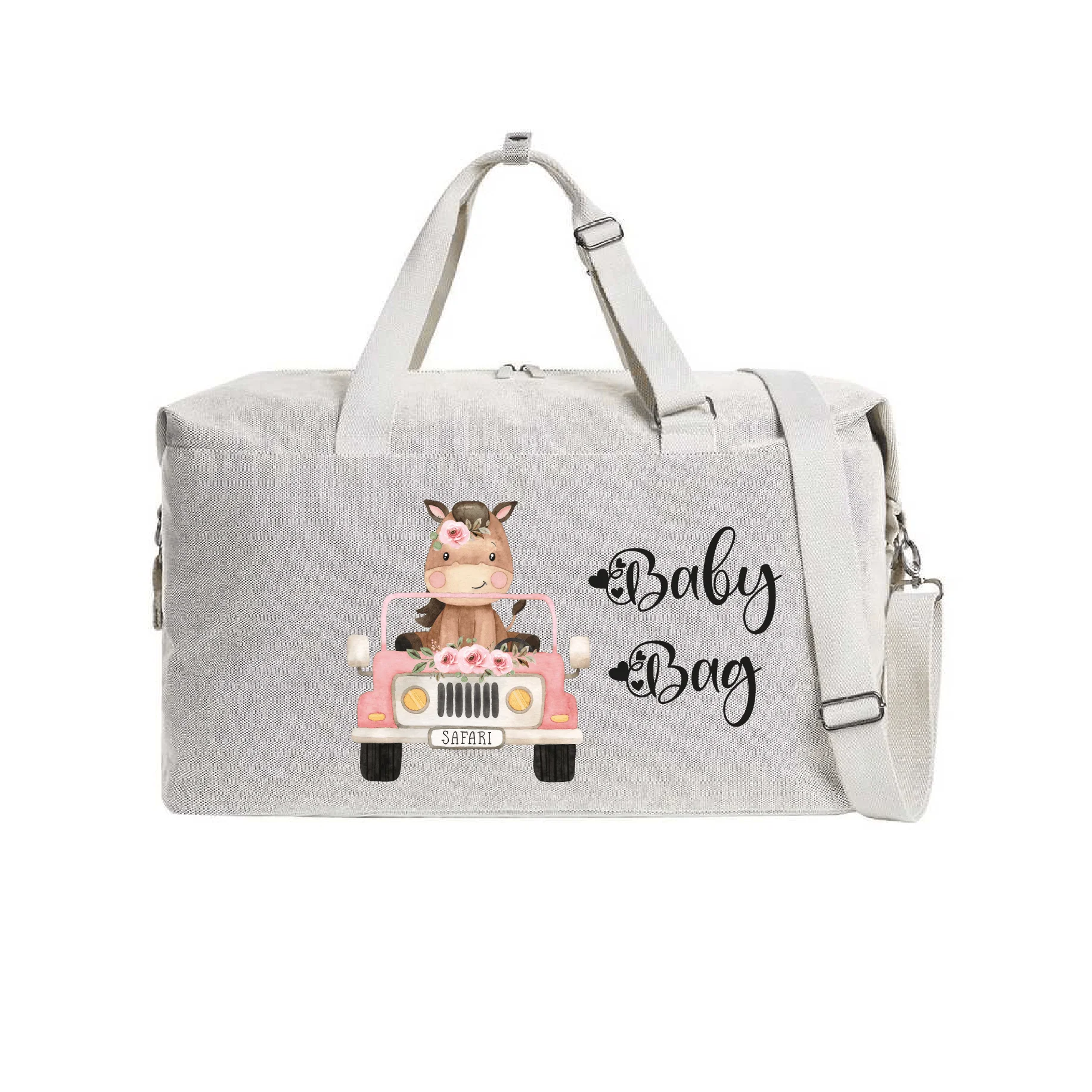 Borsone modello “Mommy” Beige Baby Horse Safari Rosa - immagine 3