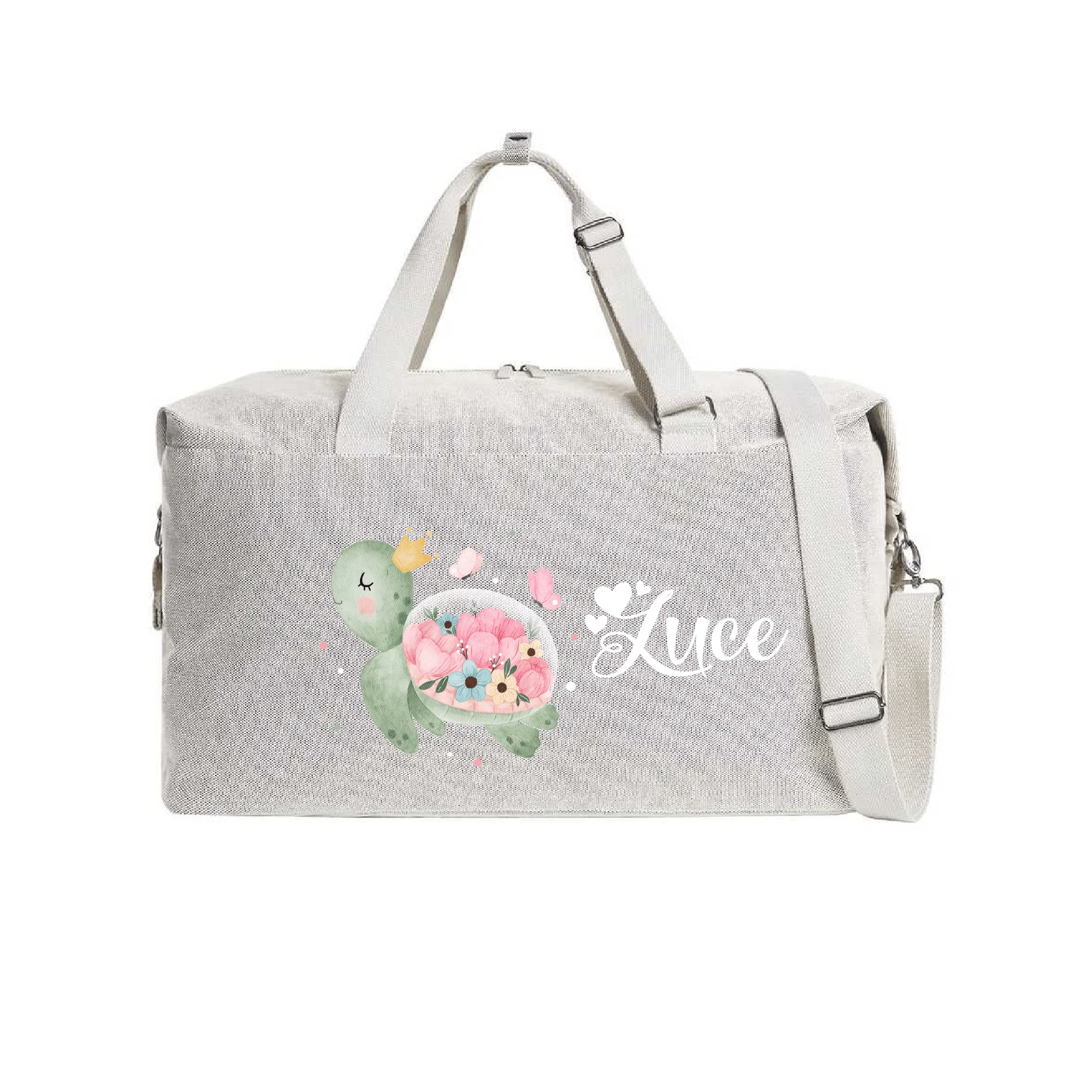 Borsone modello “Mommy” Beige Tartaruga Fiori - immagine 3