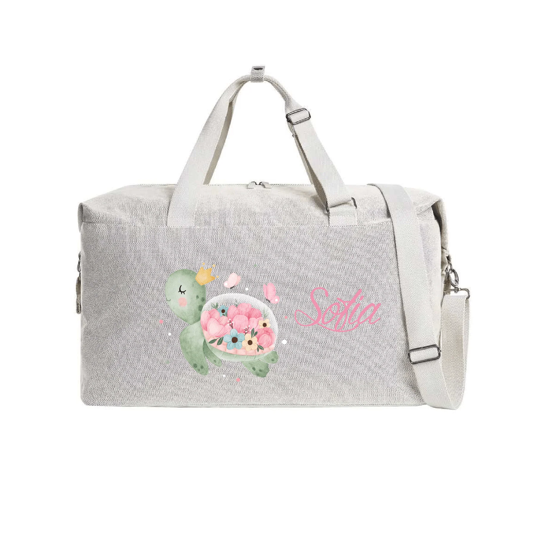 Borsone modello “Mommy” Beige Tartaruga Fiori - immagine 2