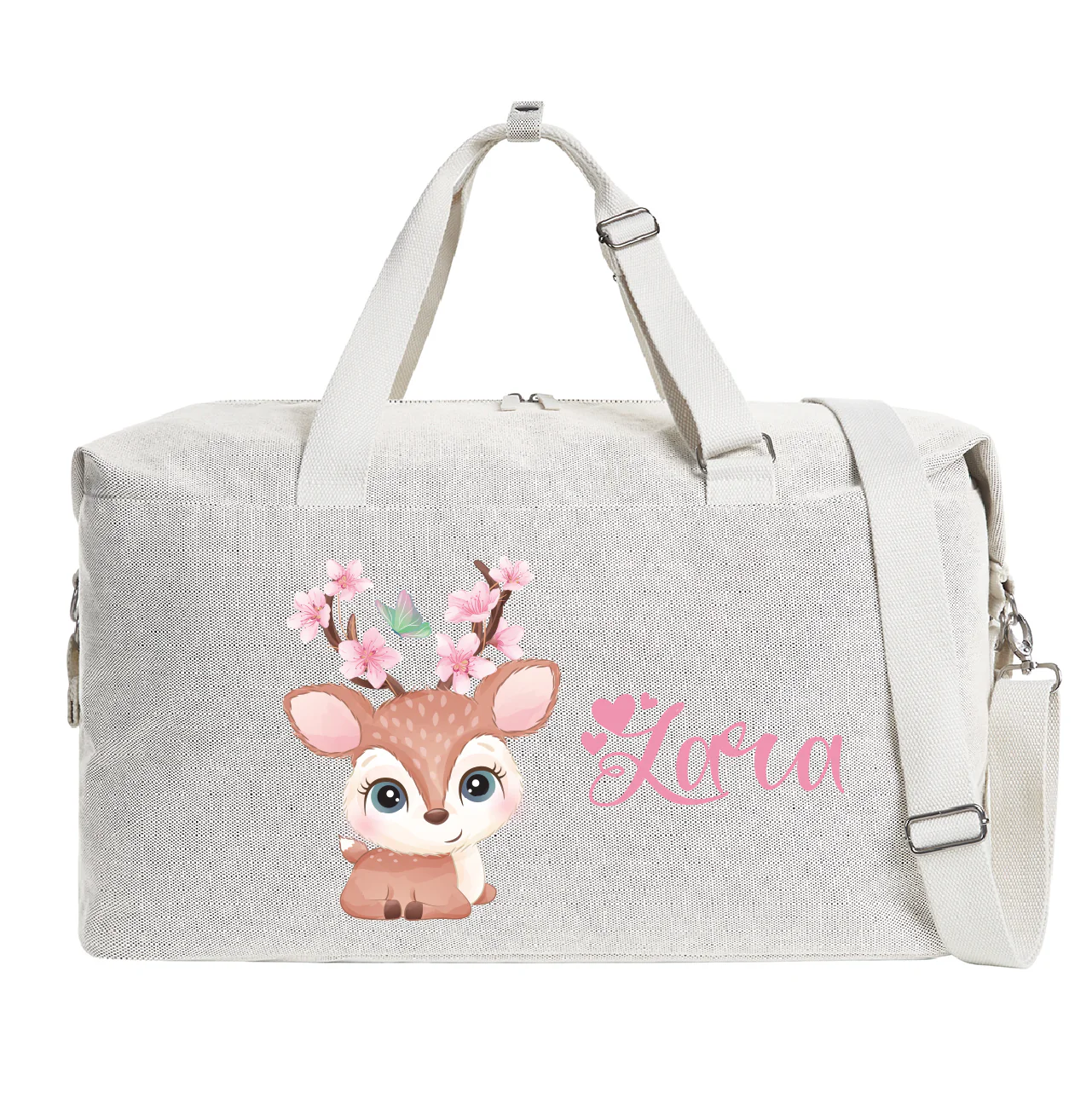 Borsone modello “Mommy” Beige Cerbiatto fiori di Pesco - immagine 3