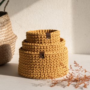 MŌ Cestino in cotone Mustard