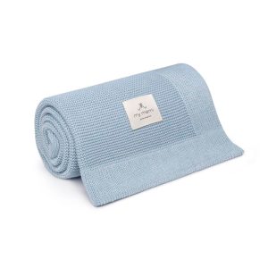 my memi Coperta in Bambù e Cotone biologico Baby Blue