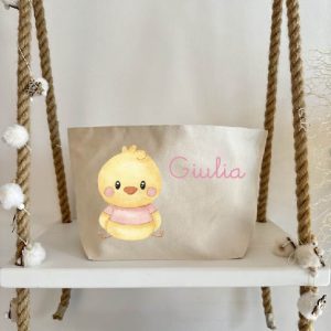 Porta Pannolini cremine personalizzato Pulcino Rosa