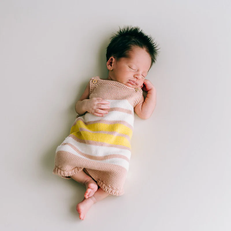 Salopette estiva in maglia a righe in cotone biologico - immagine 7