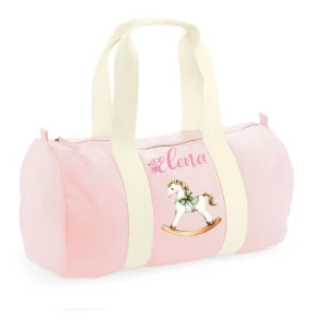 Borsone in cotone Cavallino a Dondolo Verde Personalizzabile