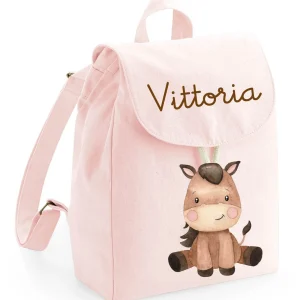Mini Zaino asilo personalizzabile in cotone Baby Horse