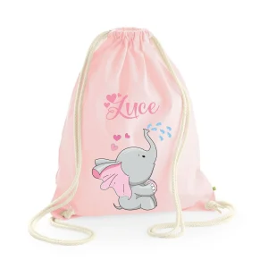 Zaino personalizzabile a sacca in cotone pesante Elefantina Gocce