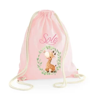Zaino a sacca in cotone pesante Giraffa in Cornice