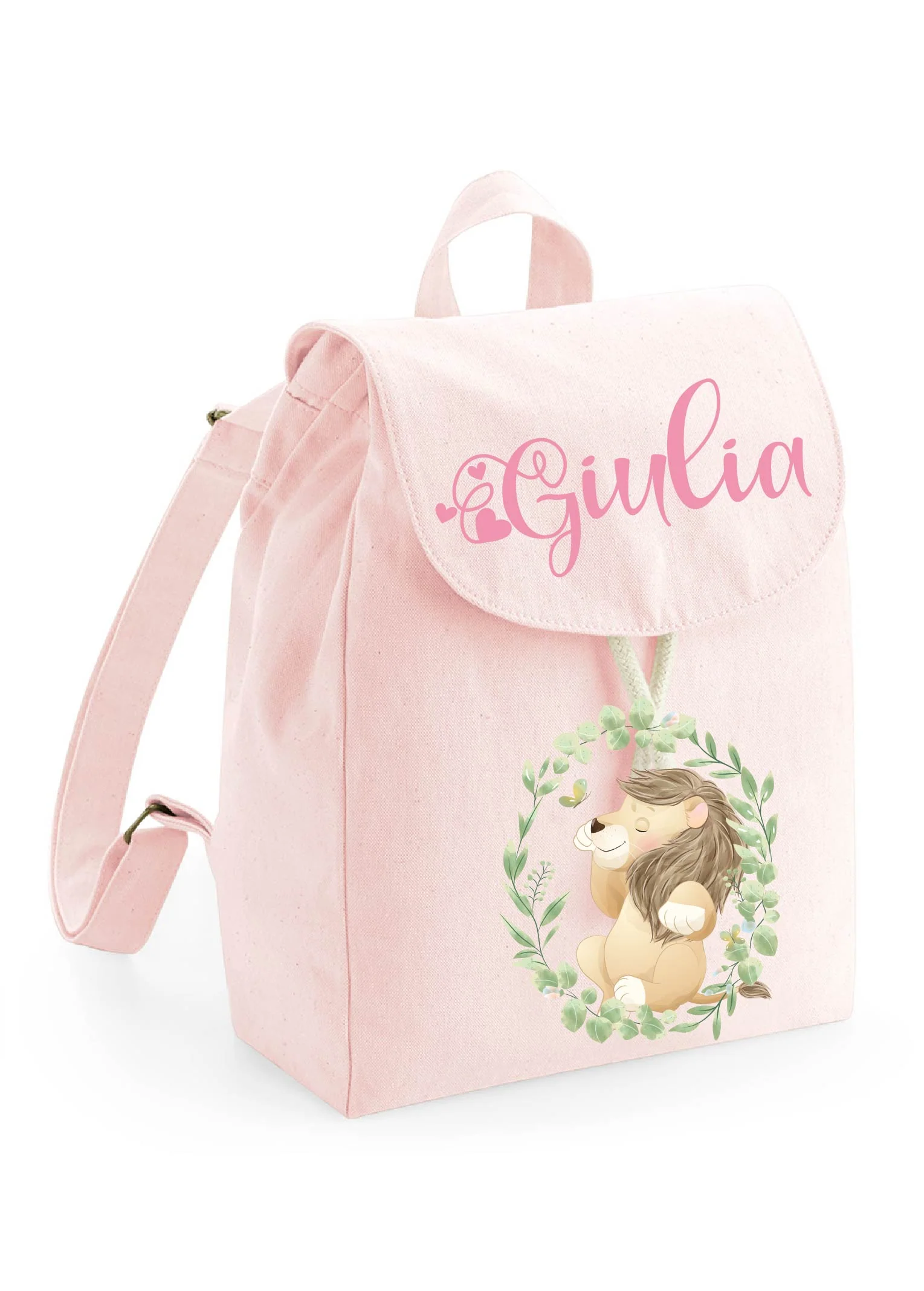 Mini Zaino asilo personalizzabile in cotone Leone in cornice - immagine 7