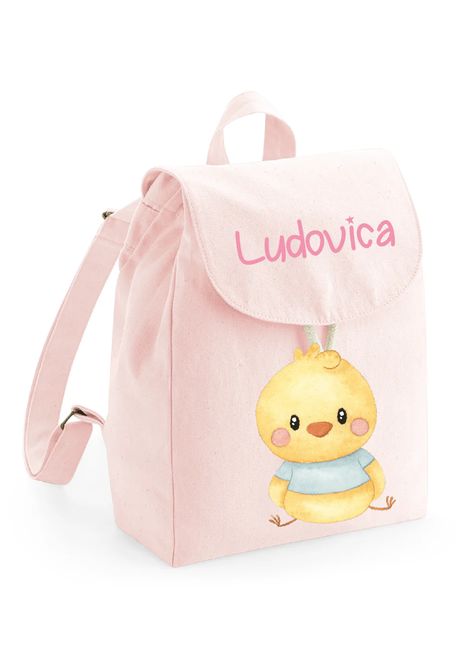 Mini Zaino asilo personalizzabile in cotone Pulcino Azzurro - immagine 8